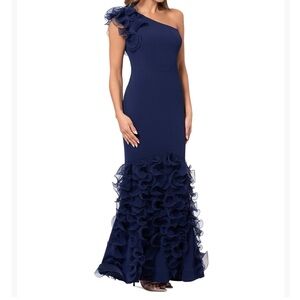 Elegant Navy One-Shoulder Dress